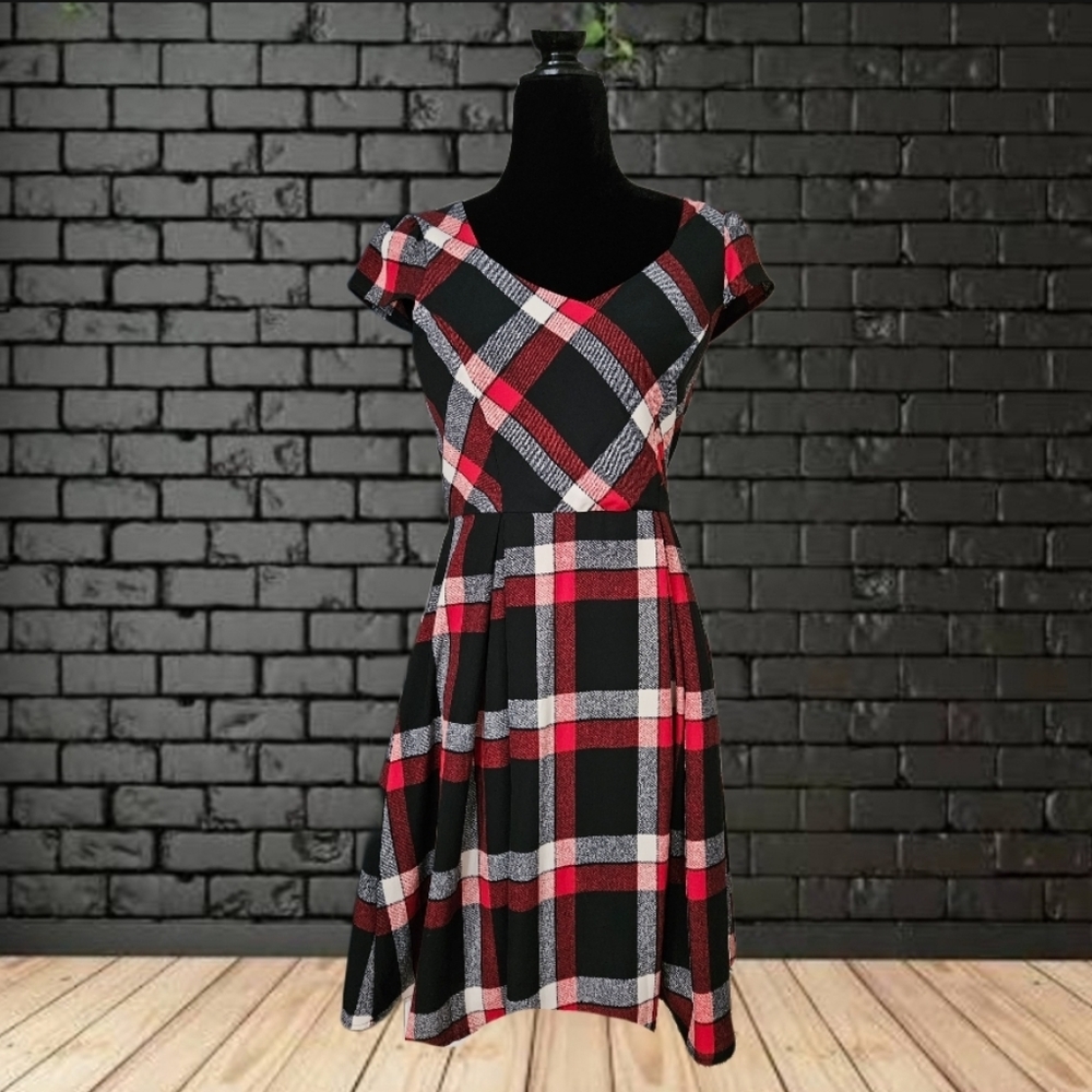 Yellow Star Plaid midi dress